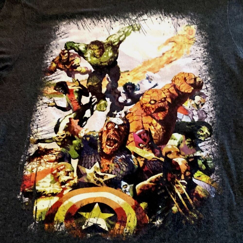 Marvel Characters Graphic Tee - Medium Hulk Thing Captain America